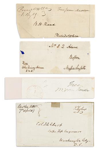 (PRESIDENTS.) Group of 8 Franking Signatures, most clipped: James Madison * John Quincy Adams * Martin Van Buren * John Tyler * Millard